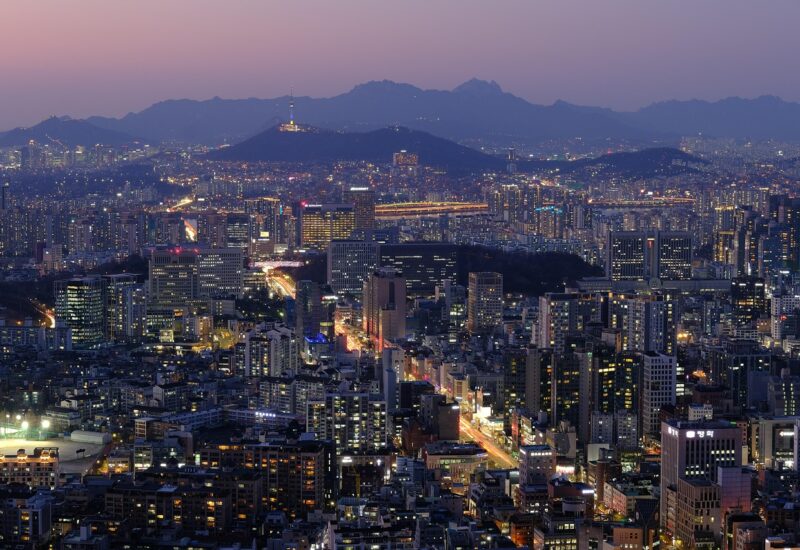 Busy nightlife street in Seomyeon, Busan's main entertainment and bar district