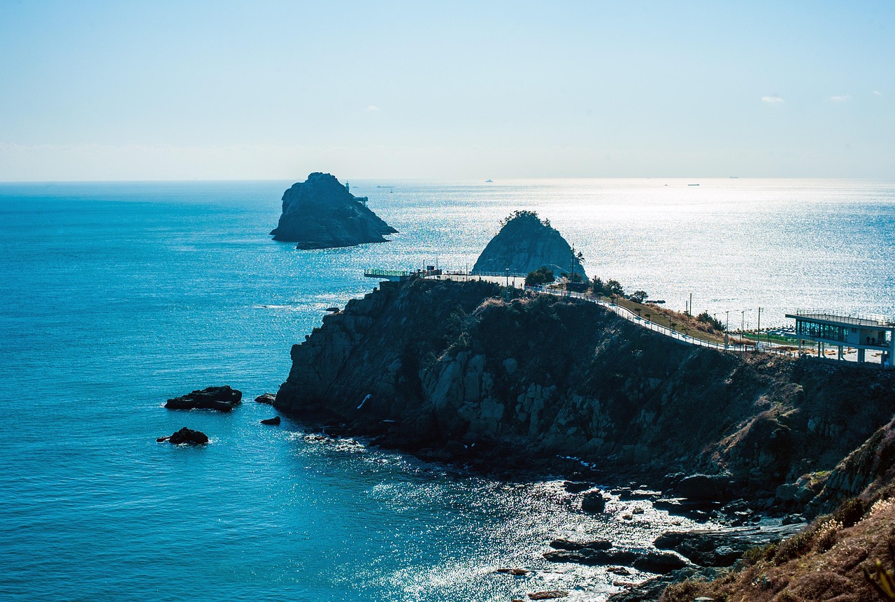 Cheongsapo fishing village below Dalmaji Hill at the eastern end of the Moontan Road trail in Haeundae, Busan