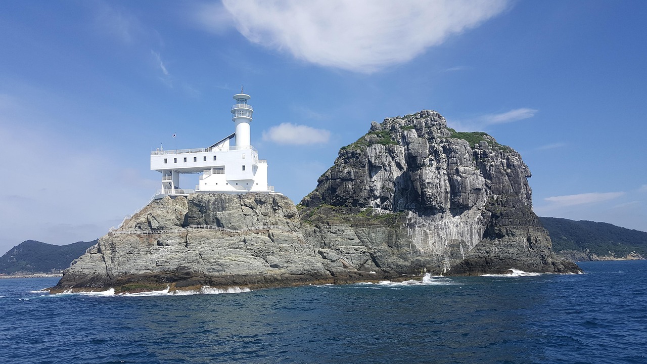 Nurimaru APEC House pavilion on Dongbaek Island, Haeundae, Busan, overlooking the sea